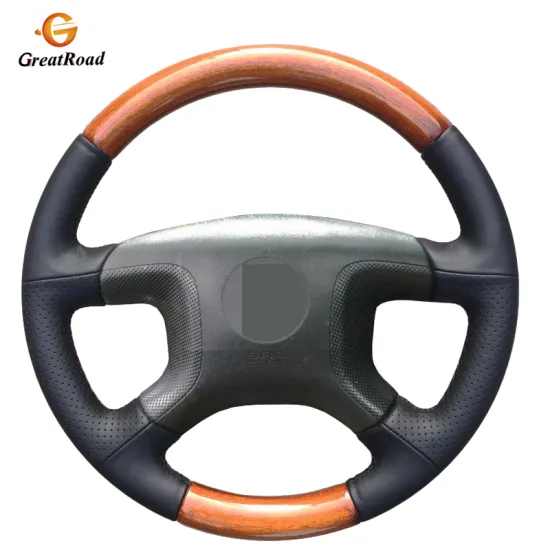 Black Genuine leatherDIY Car Steering Wheel Cover for Mitsubishi Pajero 2004 2005 2006 2007 2008 2009 2010
