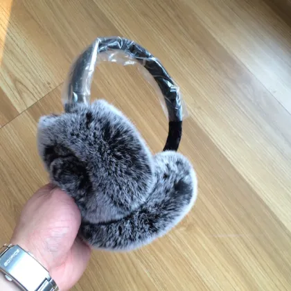 Black Rex Rabbit Ear Cover - Warm Winter Headwear for Kids