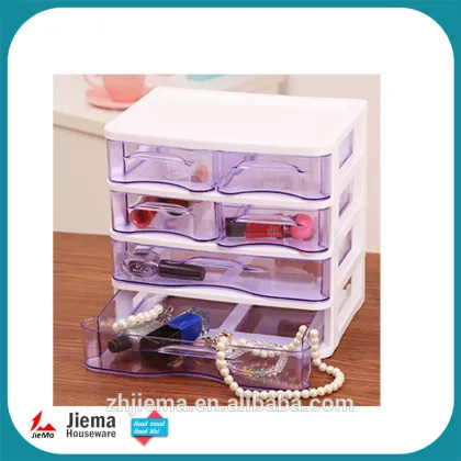 JIEMA Clear 4-Drawer Desktop Unit Storage makeup Organizer