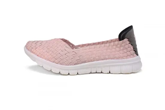 Woman Pink Woven Upper Casual Woven Pumps