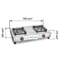 Cooktop em aço inoxidável 2 queimadores de latão