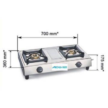 Stainless Steel Cooktop 2 Brass Burners