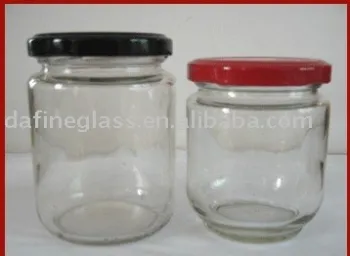 round shape preserved pickle food glass jar with metal cover cap