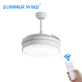 Modern white color retractable ceiling fan