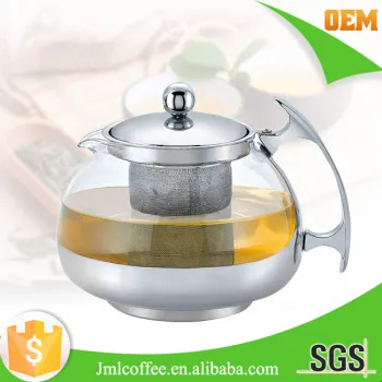 Metal tea pot , Tea maker with SS 304# mesh , Glass tea brewer