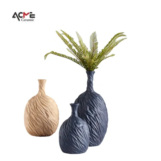 Minimalistic Nordic Rustic Boho Style White Pottery Flower Vase for Shelf Décor