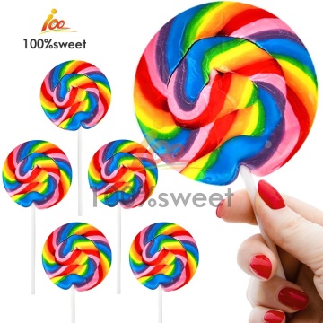 Chinese Halal Rainbow Assorted Fruit Flavor Sweet Spiral Lollipop Manufacturer