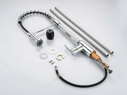 Household spring pull down brass kitchen faucet