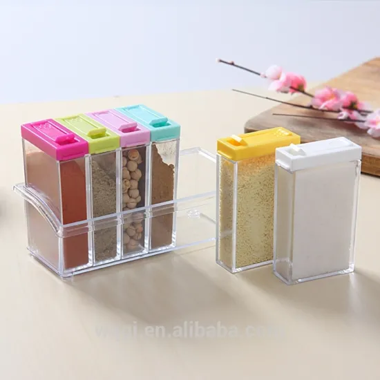 Good Design 6 Grid Colorful Plastic Seasoning Bottle Set for Kitchen Tools