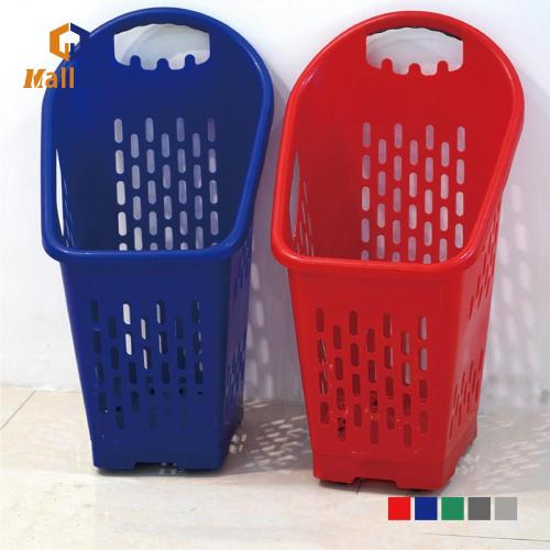 Large Capacity Colorful Plastic Roll Shopping Trolley Basket