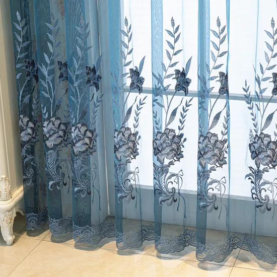 White Tulle Embroidery Curtains with Floral Design: Adding Elegance to Your Living Room