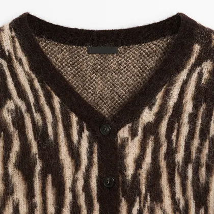 Women's alpaca animal striped cardigan