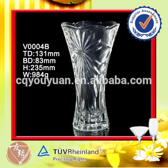 V-shaped embossed glass flower vase for home