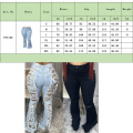 China Ladies denim flared ripped pants Manufactory