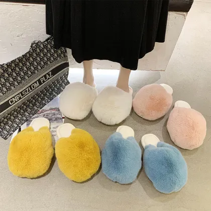 Women Faux Fur Slides House Slippers