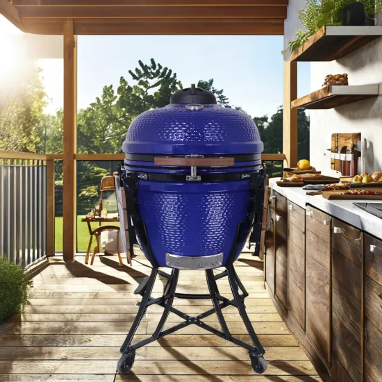 Auplex XL 24 Inch Steel Egg Shape Kamado Charcoal BBQ Grill