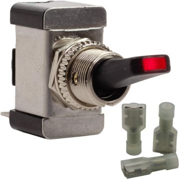 20 amp Red LED Toggle Switch Kit - SPST ON -OFF
