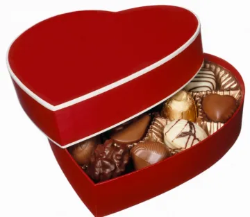 Red Chocolate heart shape cardboard box with divider