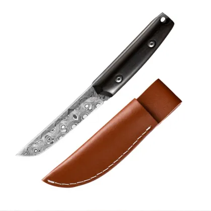 Hand Grilled Meat Knife with Leather Sheath