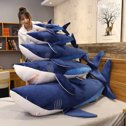 White Shark Plush Toy: Creative Action Figure and Megalodon Sleeping Throw Pillow