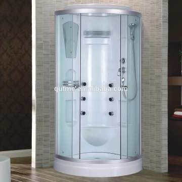 2016 curve shape ABS material low tray sliding doors tempered glass shower cabin 90x90