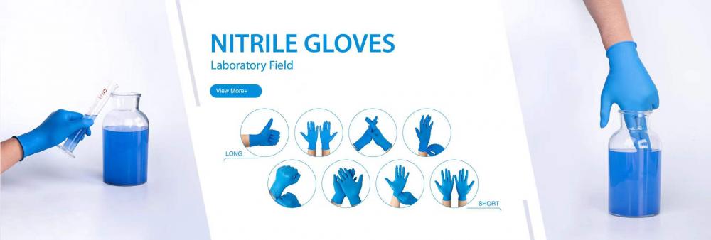 Seguridad de alimentos azules Hogares de guantes de nitrilo desechables azules