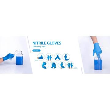 Gants de nitrile jetable de sécurité alimentaire bleu