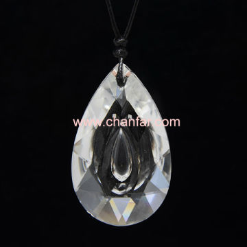 Crystal Pendant With Leather Chain Necklace
