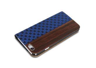 Dark Dois De Wood and Blue PU Leather iPhone 6 Phone Cases