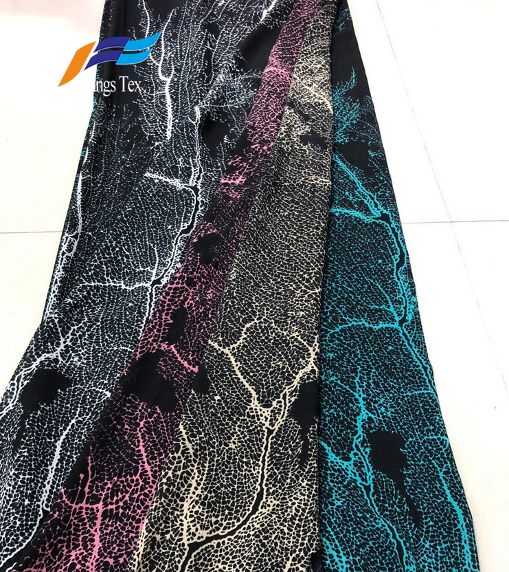 Polyester Digital Printed Black Abaya Veil Clothing Fabrics 1