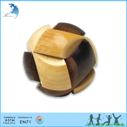 IQ Intelligent Puzzle Kongming Lock Brain Teaser Wooden 3D Football Puzzle
