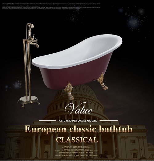 Classical royal design cheap popular bathroom claw bathtub acrylic tub for adult