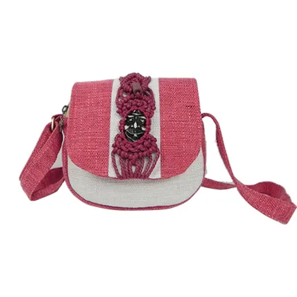 Handmade Woven Linen Peking Opera Mask Crossbody Bag