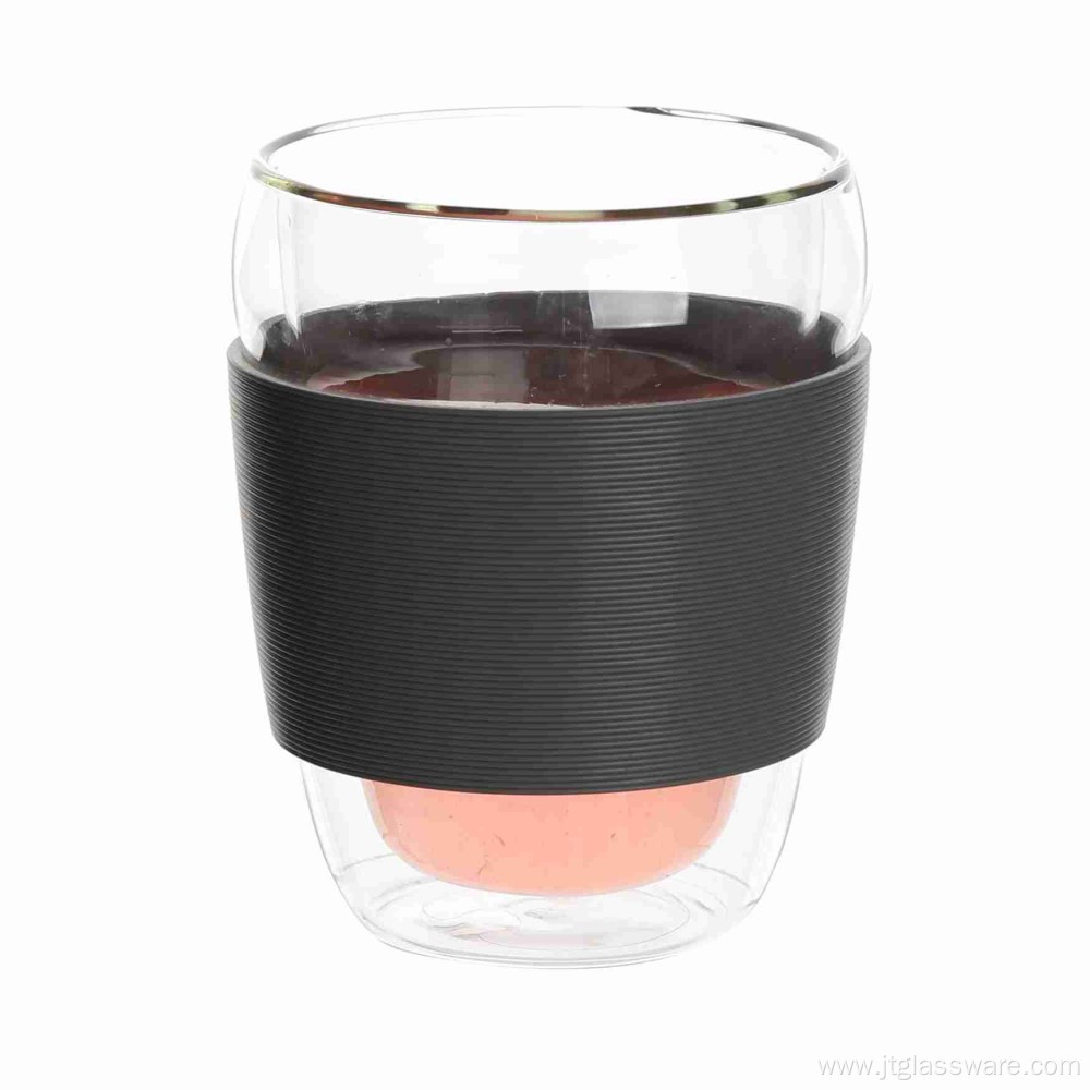 Double Wall Glass Cup With Rubber