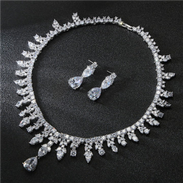 Teardrop Fringe Colored CZ Bridal Jewelry Set