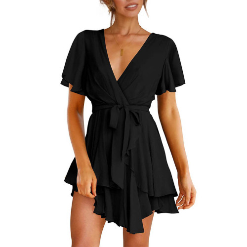 Women's Deep V-Neck Mini Dress