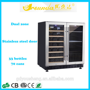 dual door side by side home appliances air cooling fridge wine chiller beveage cooler