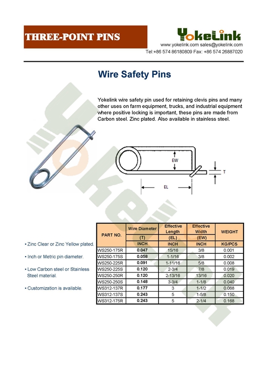 Yokelink Three Point Pins Catalogue 4