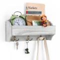 Wood Entryway Shelf with 3 Metal Key Hooks