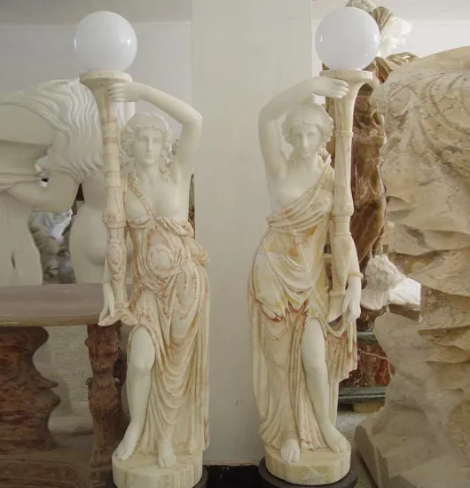 Mixed Color Marble Lady Lamp statue