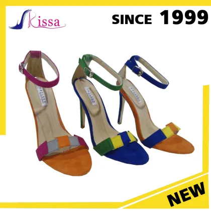 New fashion fish mouth black and red mixture high heel ladies sandals shoes 2017