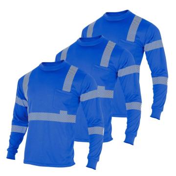 Maschile blu poliestere lavorano camicie di sicurezza ad alta visibilità