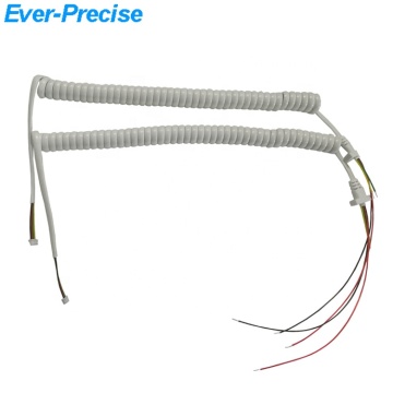Custom Telephone Spiral Cable with Strain Relief Stopper to JST 4Pin 1.25mm Pitch Housing
