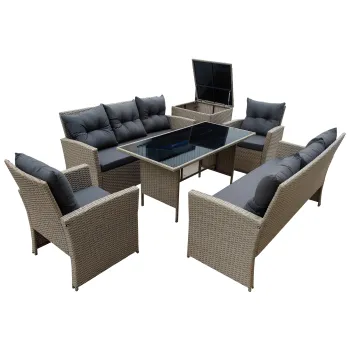 6 Pcs PE Rattan Outdoor Sofa Set