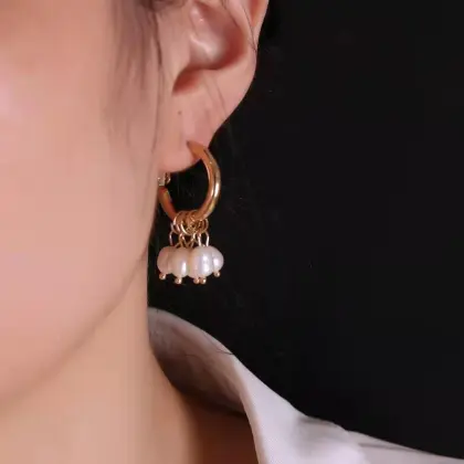 Pearl Drops, Pearl and Gold Pearl Hoop Earrings: Stylish Jewelry Collection