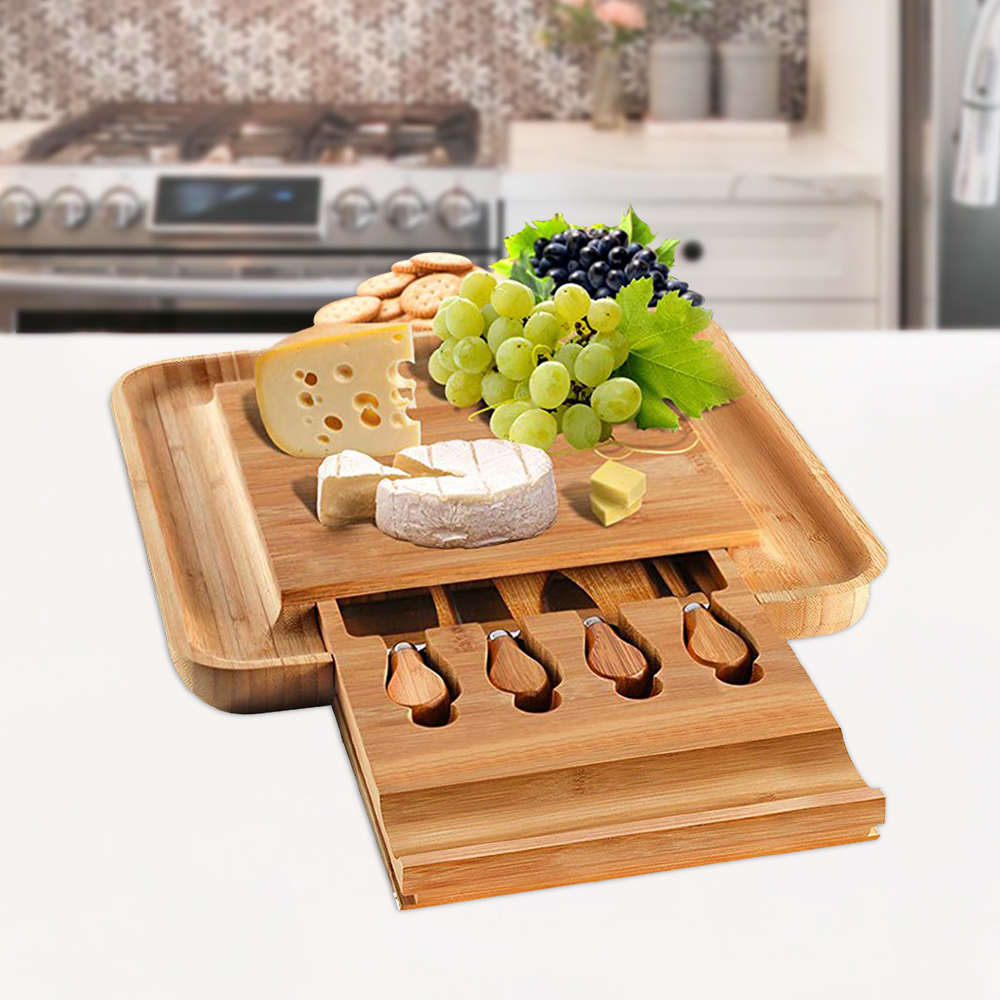 BAMBOO CHEESE BOARD with knife set