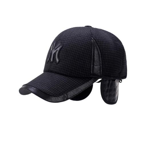 Wollen geborduurde baseball cap en verdikte oorkap