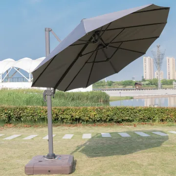 4.6M Outdoor Twin Patio Umbrella - Double-sided Hanging Garden Parasol with Crank