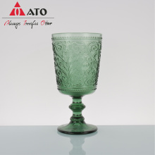 320ml Padrão verde prensado copo de vinho de vidro leve