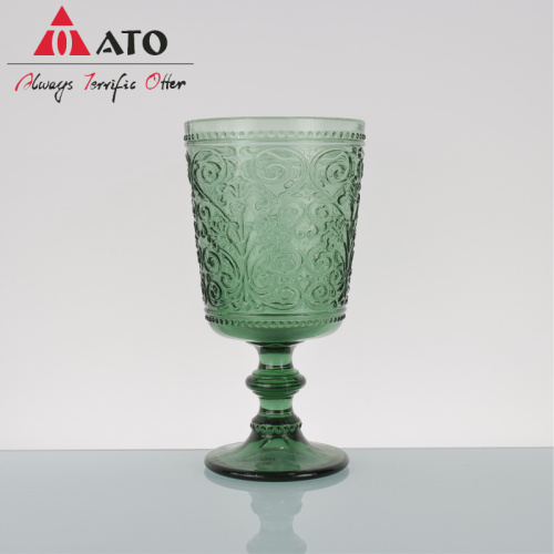320 ml grünes Muster gepresstes Licht Glasweinglas